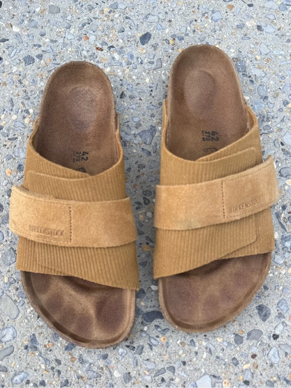 Birkenstock Men's Buckle Slide Sandals in Tan Brown